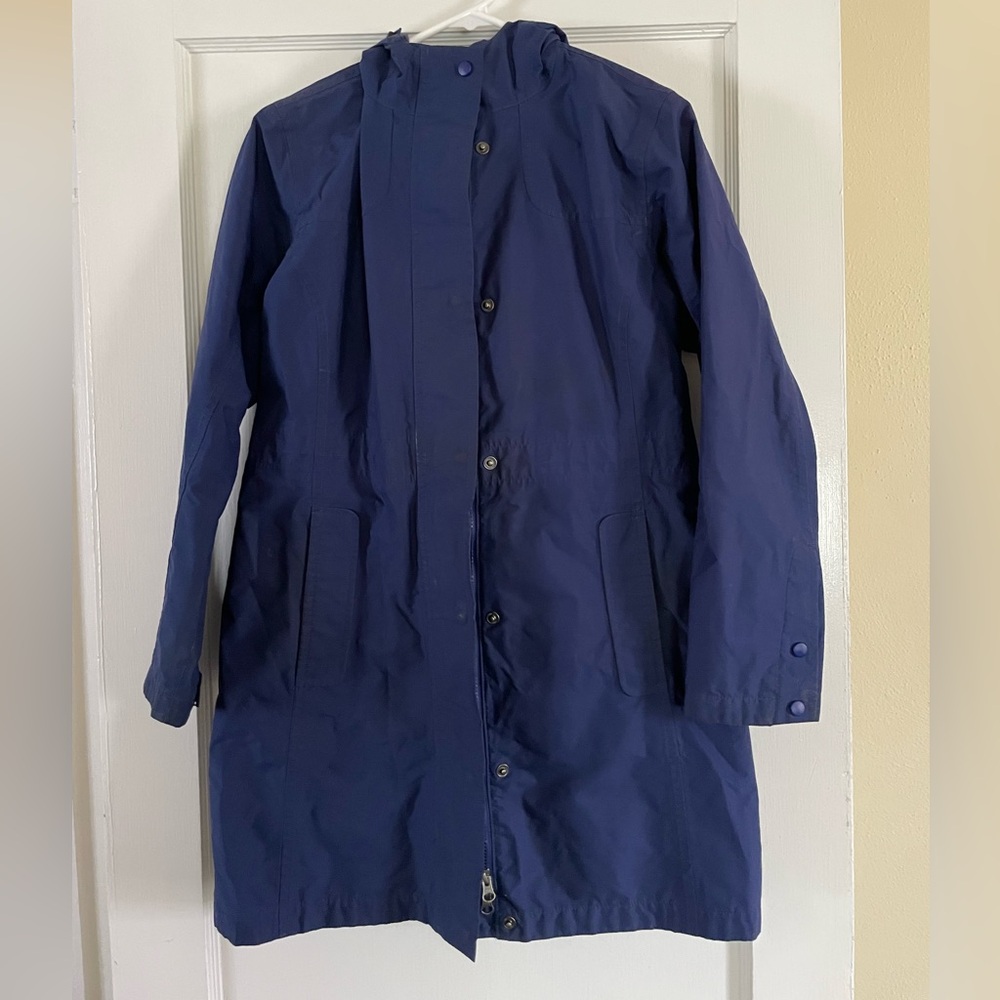 L.L. Bean Navy Blue Waterproof Hooded Raincoat